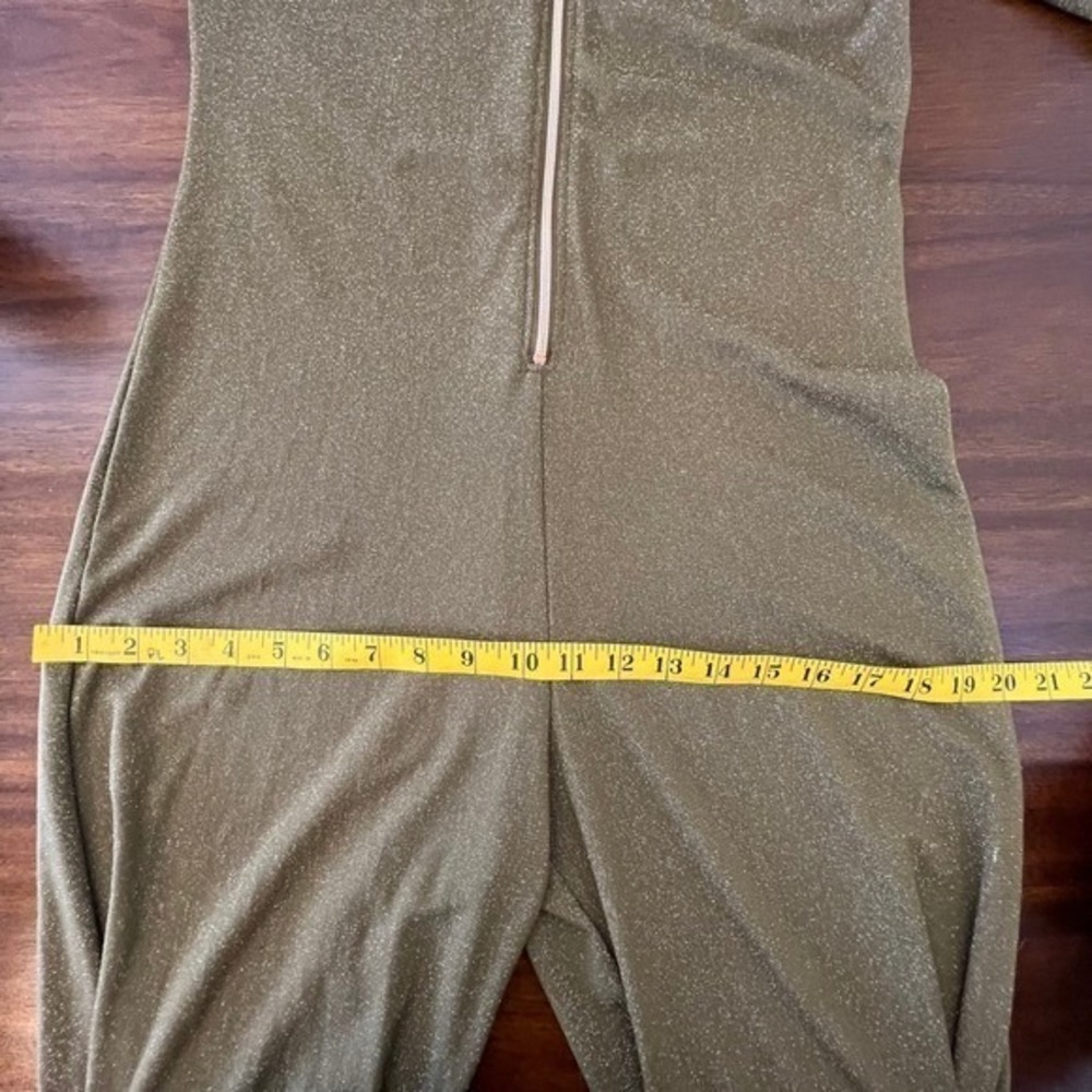 Savage X Fenty Womens Metallic Hooded Jumpsuit Olive Green Shimmer One Piece M - Picture 11 of 15